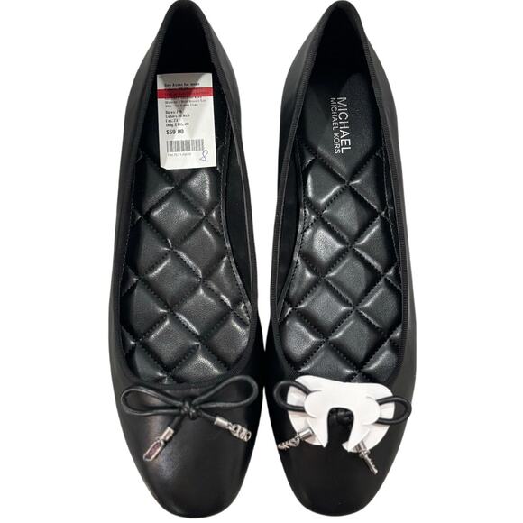Michael Kors Nori Leather Ballet Flat Black Size 8 - Picture 2 of 8